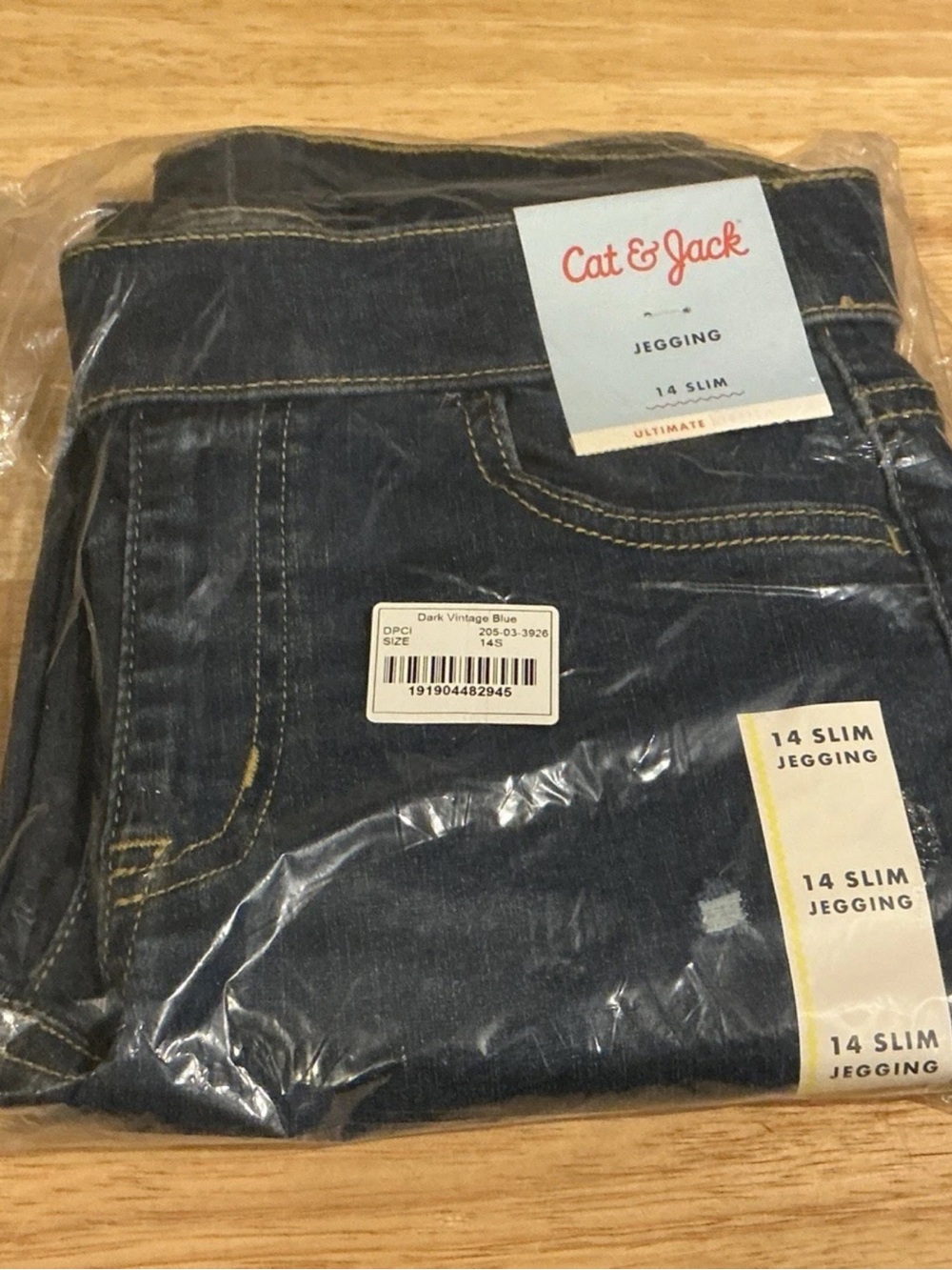 Cat & Jack Girls Ultimate Stretch Jeggings Jeans Dark Vintage Blue 14 Slim NIP